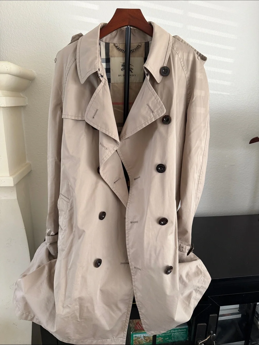 Burberry Taupe Double-Breasted Mid-length Kensington Trench Coat - Picture 1 of 10